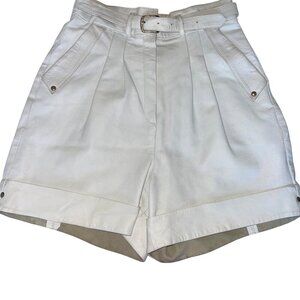 Semi Queen Vintage Womens Shorts Size 10 White Pleated Pockets Leather